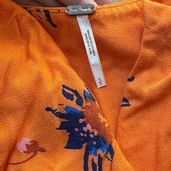 Free People Time On My Side Mini Wrap Dress Floral Orange - Picture 2 of 7